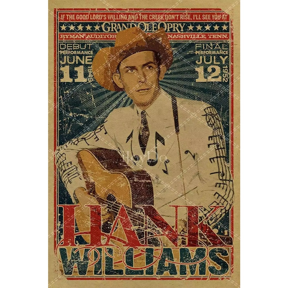 Musical Instrument Sign - Hank Williams Metal Sign Retro Vintage