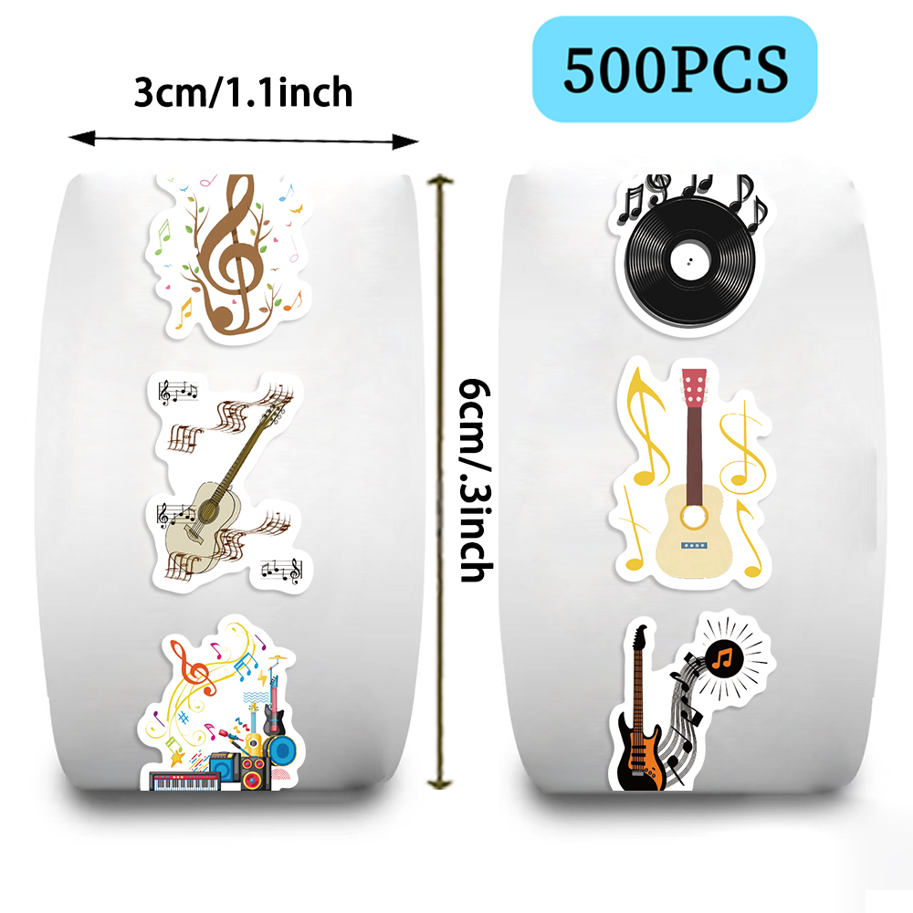 Musical Instrument Old - 500PCS Music Theme Stickers Roll Cartoon