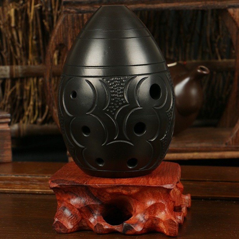Musical Instrument Xun - 8 Holes Ocarina Black Portable Ceramic