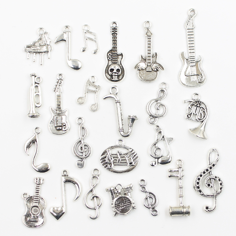 Musical Instrument Old - 30pcs Charms Musical Guitar Note Piano