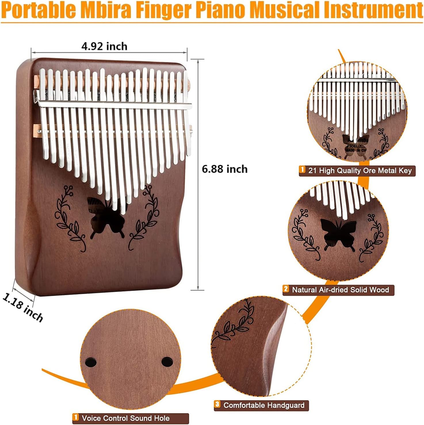 Kalimba 21 Keys Thumb Piano, N - огляд і ціна A Musical Instrument With Keys